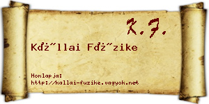 Kállai Füzike névjegykártya